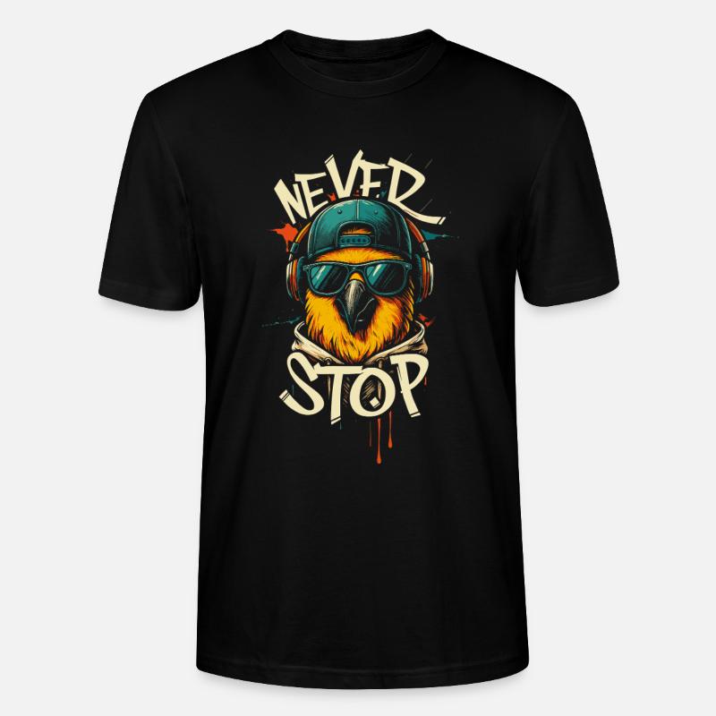 Illustration de perroquet cool - T-shirt bio CRAFTER Stanley Stella Unisexe - noir