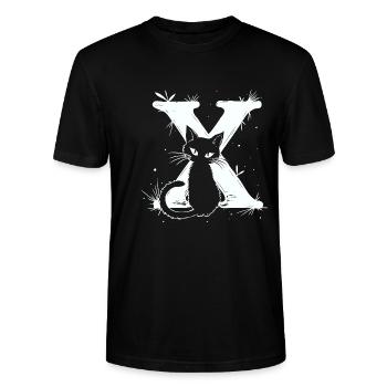 Lettre X avec chat - T-shirt bio CRAFTER Stanley Stella Unisexe - noir - Devant - Alina (178cm) & Michal (187cm)