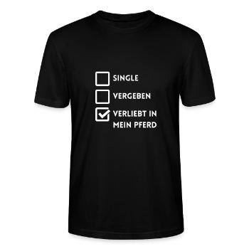 Single Vergeben Verliebt - Stanley/Stella Unisex Bio-T-Shirt CRAFTER - Schwarz - Vorne - Alina (178cm) & Michal (187cm)