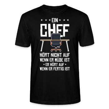 Le patron s’arrête quand le PDG est prêt - T-shirt bio CRAFTER Stanley Stella Unisexe - noir - Devant - Alina (178cm) & Michal (187cm)