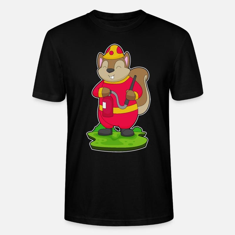 Squirrel Firefighter Fire Hose - Stanley/Stella CRAFTER Unisex Organic T-Shirt - black