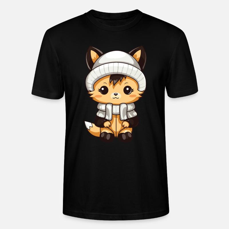 Fox Winter Comic - Stanley/Stella CRAFTER Unisex Organic T-Shirt - black