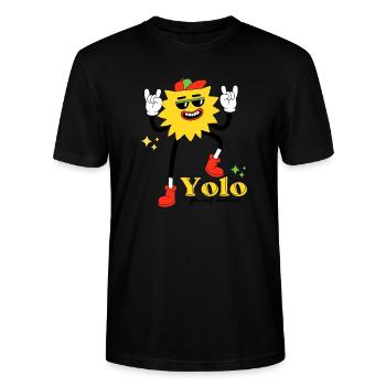 YOLO T-Shirt – Lebe den Moment! - Stanley/Stella Unisex Bio-T-Shirt CRAFTER - Schwarz - Vorne - Alina (178cm) & Michal (187cm)