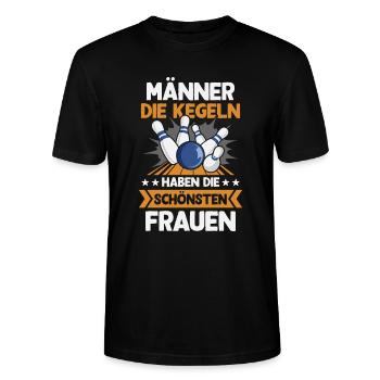 Kegeln Kegler Kegel Männer Kegelbahn Kegeltour - Stanley/Stella Unisex Bio-T-Shirt CRAFTER - Schwarz - Vorne - Alina (178cm) & Michal (187cm)