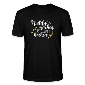 Nudeln Machen Ist Auch Kochen Pasta Spaghetti Fan - Stanley/Stella Unisex Bio-T-Shirt CRAFTER - Schwarz - Vorne - Alina (178cm) & Michal (187cm)