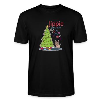 Lustiger Hund Weihnachtsbaum Geschenk - Stanley/Stella Unisex Bio-T-Shirt CRAFTER - Schwarz - Vorne - Alina (178cm) & Michal (187cm)