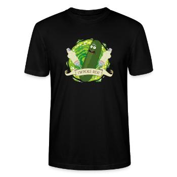 Rick Et Morty Pickle-Rick Cornichon - T-shirt bio CRAFTER Stanley Stella Unisexe - noir - Devant - Alina (178cm) & Michal (187cm)