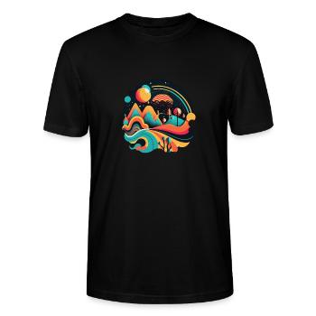 RETRO - Stanley/Stella CRAFTER Unisex Organic T-Shirt - black - Front - Alina (178cm) & Michal (187cm)