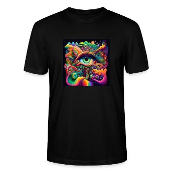 TRIPPY EYE - Stanley/Stella CRAFTER Unisex Organic T-Shirt - black - Front - Alina (178cm) & Michal (187cm)