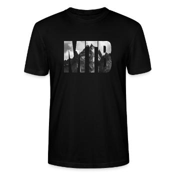 MTB mit Fotohintergrund mit Berg und Gletscher - Stanley/Stella Unisex Bio-T-Shirt CRAFTER - Schwarz - Vorne - Alina (178cm) & Michal (187cm)