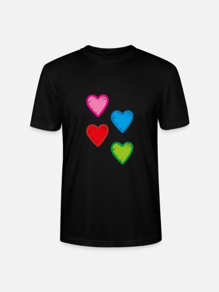 Hearts - Stanley/Stella CRAFTER Unisex Organic T-Shirt - black