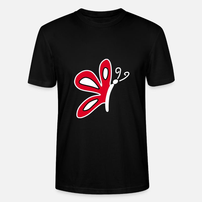 Schmetterlinge rot - Stanley/Stella Unisex Bio-T-Shirt CRAFTER - Schwarz