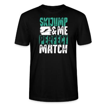 Skispringen - Stanley/Stella Unisex Bio-T-Shirt CRAFTER - Schwarz - Vorne - Alina (178cm) & Michal (187cm)
