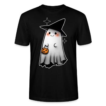 Kalervo Ghost - Stanley/Stella CRAFTER Unisex Organic T-Shirt - black - Front - Alina (178cm) & Michal (187cm)