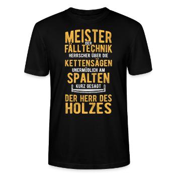 Meister der Fälltechnik Motorsäge Holzfäller Walda - Stanley/Stella Unisex Bio-T-Shirt CRAFTER - Schwarz - Vorne - Alina (178cm) & Michal (187cm)
