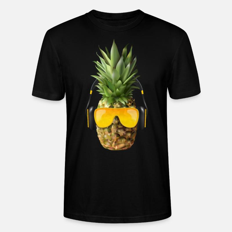 Ananas mit Kopfhörer - Stanley/Stella Unisex Bio-T-Shirt CRAFTER - Schwarz