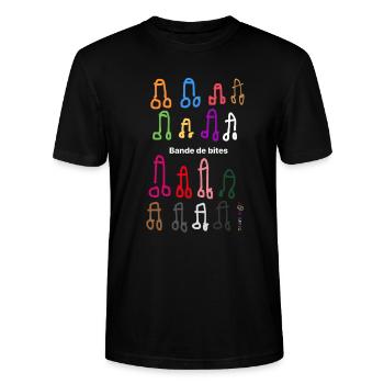 Bande de bites - T-shirt bio CRAFTER Stanley Stella Unisexe - noir - Devant - Alina (178cm) & Michal (187cm)