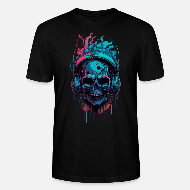 Graffiti Headphone Skull - Stanley/Stella Unisex Bio-T-Shirt CRAFTER - Schwarz