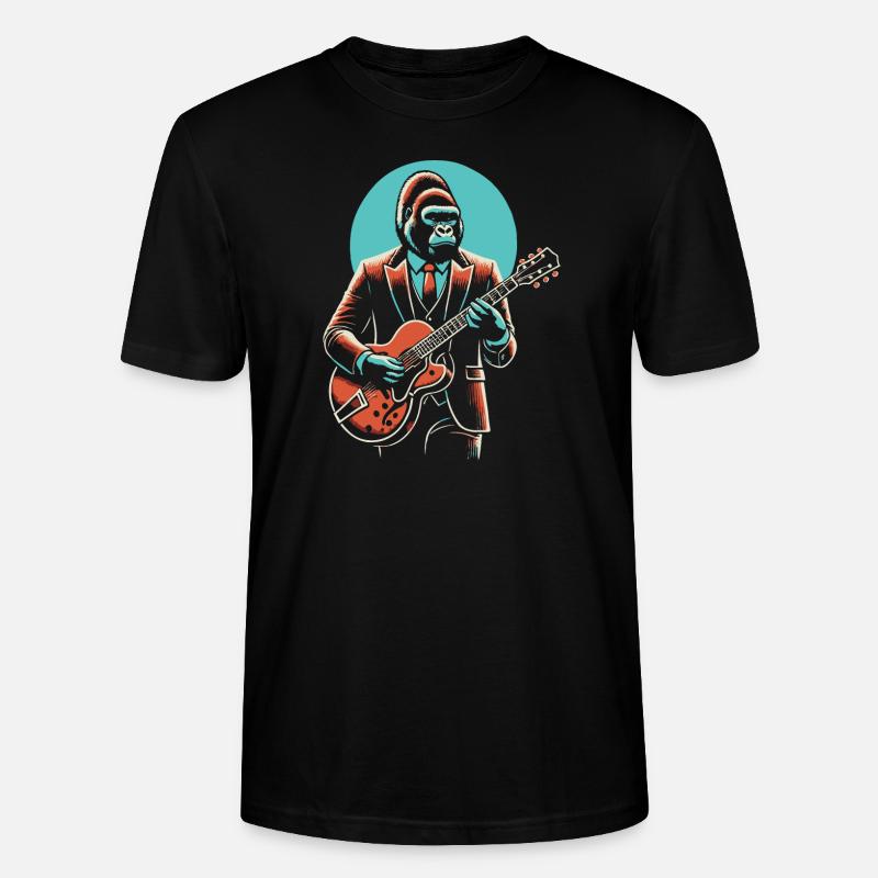Gorilla mit Gitarre - Stanley/Stella Unisex Bio-T-Shirt CRAFTER - Schwarz