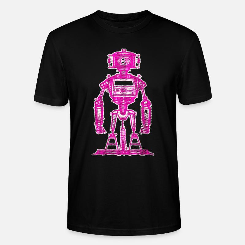 Roboter pink Mädchen - Stanley/Stella Unisex Bio-T-Shirt CRAFTER - Schwarz