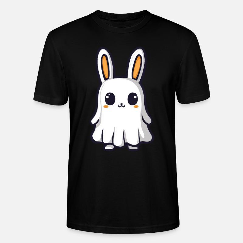 Bunny Halloween Comic Ghost - Stanley/Stella CRAFTER Unisex Organic T-Shirt - black