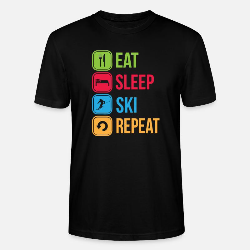 Manger sommeil Ski Répéter - T-shirt bio CRAFTER Stanley Stella Unisexe - noir