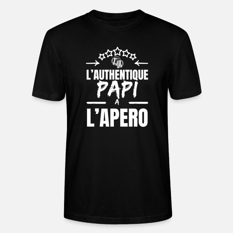 DER AUTHENTISCHE OPA BEIM APERITIF - Stanley/Stella Unisex Bio-T-Shirt CRAFTER - Schwarz