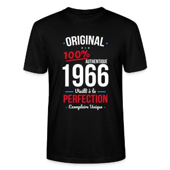 1966 – Original – Exemplaire unique - T-shirt bio CRAFTER Stanley Stella Unisexe - noir - Devant - Alina (178cm) & Michal (187cm)