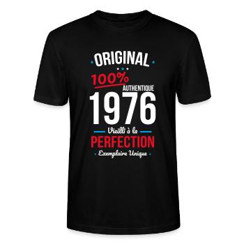 1976 – Original – Exemplaire unique - T-shirt bio CRAFTER Stanley Stella Unisexe - noir - Devant - Alina (178cm) & Michal (187cm)