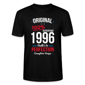 1996 – Original – Exemplaire unique - T-shirt bio CRAFTER Stanley Stella Unisexe - noir - Devant - Alina (178cm) & Michal (187cm)