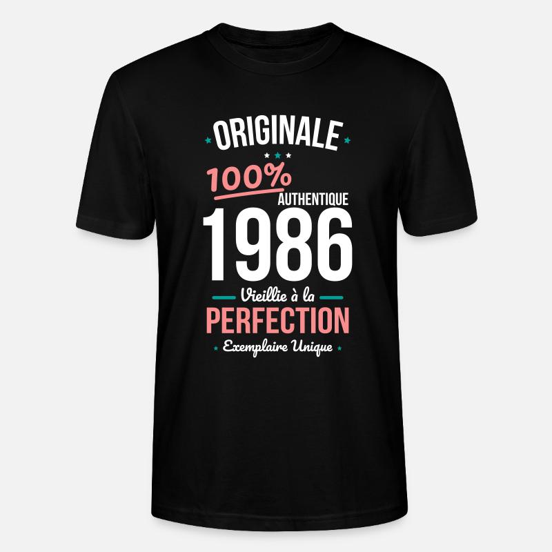 1986 – Originale – Exemplaire unique - T-shirt bio CRAFTER Stanley Stella Unisexe - noir