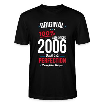 2006 – Original – Exemplaire unique - T-shirt bio CRAFTER Stanley Stella Unisexe - noir - Devant - Alina (178cm) & Michal (187cm)