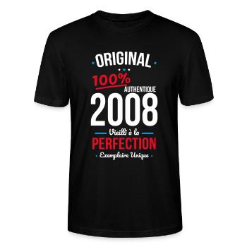 2008 – Original – Exemplaire unique - T-shirt bio CRAFTER Stanley Stella Unisexe - noir - Devant - Alina (178cm) & Michal (187cm)