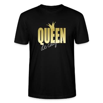 Königin der Küche - goldene Krone - Stanley/Stella Unisex Bio-T-Shirt CRAFTER - Schwarz - Vorne - Alina (178cm) & Michal (187cm)