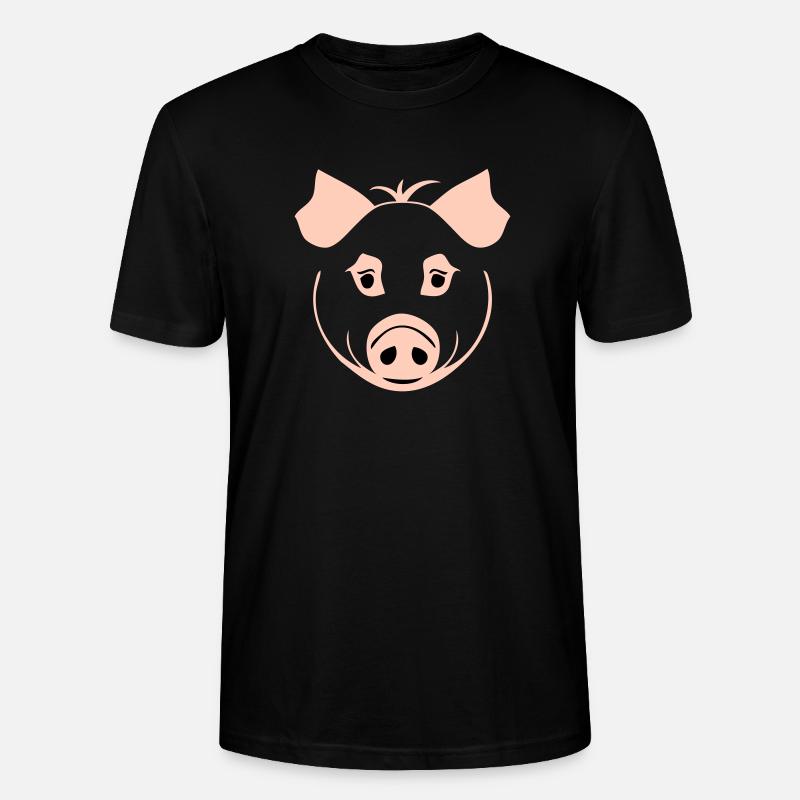Schwein im Comic Stil - Stanley/Stella Unisex Bio-T-Shirt CRAFTER - Schwarz