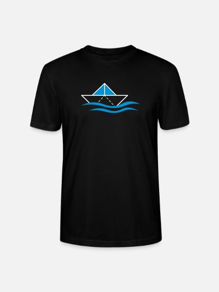 Paper boat on waves - Stanley/Stella CRAFTER Unisex Organic T-Shirt - black