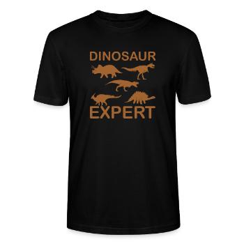 Dinosaur Dino - Stanley/Stella CRAFTER Unisex Organic T-Shirt - black - Front - Alina (178cm) & Michal (187cm)