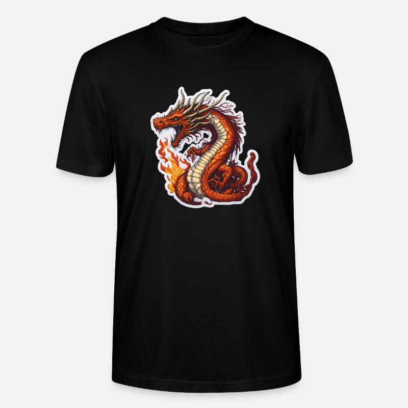 Drache Drachen Feuerdrache Cool - Stanley/Stella Unisex Bio-T-Shirt CRAFTER - Schwarz