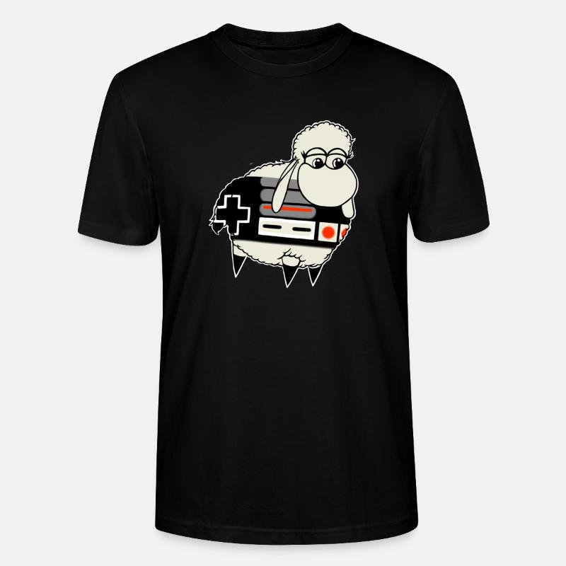 Wolly Sheepling Retro Controller - Stanley/Stella CRAFTER Unisex Organic T-Shirt - black