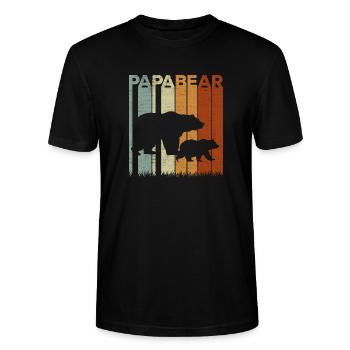 Papa Bär Vater Vatertag Retro - Stanley/Stella Unisex Bio-T-Shirt CRAFTER - Schwarz - Vorne - Alina (178cm) & Michal (187cm)