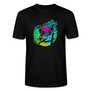 Once horizon and back Surfer Palme - Stanley/Stella Unisex Bio-T-Shirt CRAFTER - Schwarz - Vorne - Alina (178cm) & Michal (187cm)