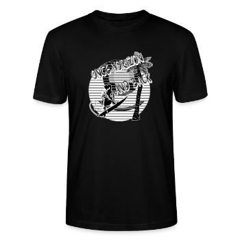 Wellenreiter Surfer Palmen Strand schwarz/weiß - Stanley/Stella Unisex Bio-T-Shirt CRAFTER - Schwarz - Vorne - Alina (178cm) & Michal (187cm)