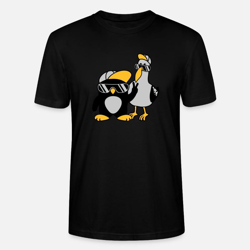 Möwe Pinguin 2 Freunde - Stanley/Stella Unisex Bio-T-Shirt CRAFTER - Schwarz