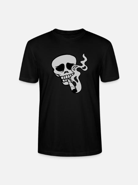 Weed smoking skull skeleton - Stanley/Stella CRAFTER Unisex Organic T-Shirt - black