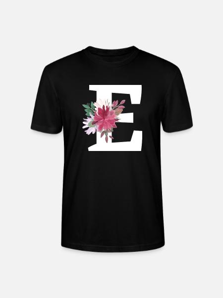 Floral Letter - Stanley/Stella CRAFTER Unisex Organic T-Shirt - black