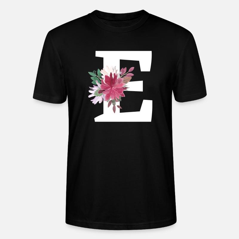 Lettre e floral - T-shirt bio CRAFTER Stanley Stella Unisexe - noir