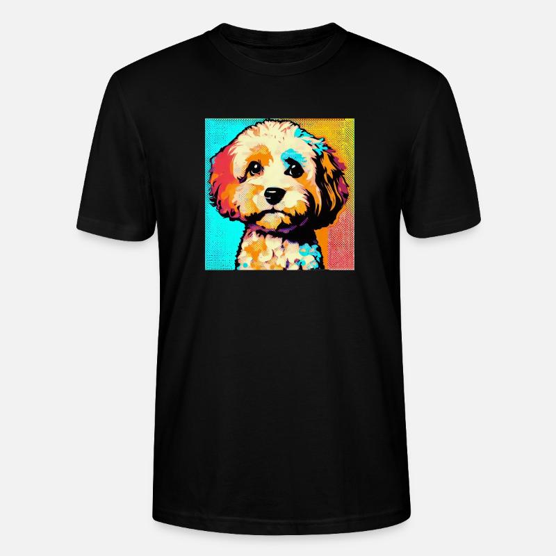 Cavapoo Pop Art - Stanley/Stella CRAFTER Unisex Organic T-Shirt - black