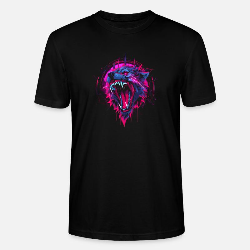 Synthwave Wolf - Stanley/Stella Unisex Bio-T-Shirt CRAFTER - Schwarz