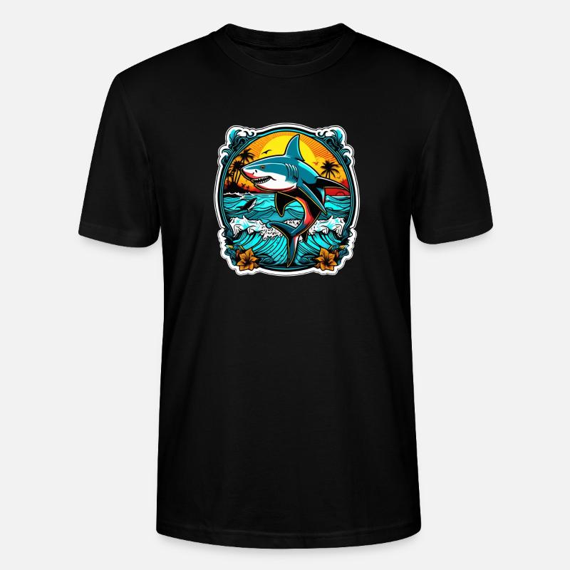 requin et coucher de soleil - T-shirt bio CRAFTER Stanley Stella Unisexe - noir