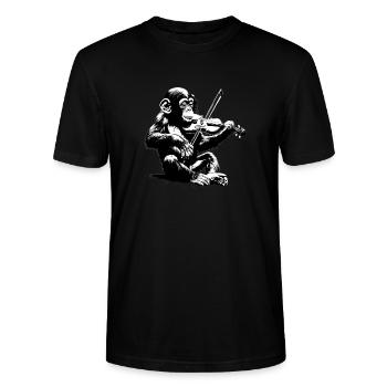 Affen Orchester StreetArt Banksy Style - Stanley/Stella Unisex Bio-T-Shirt CRAFTER - Schwarz - Vorne - Alina (178cm) & Michal (187cm)